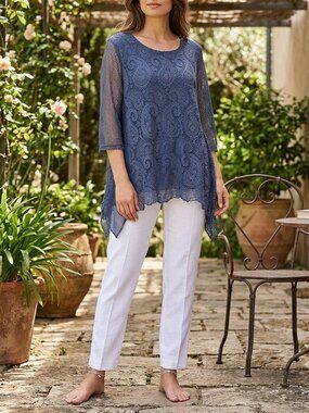 NWT Punt Roma Lace & Net Top XL